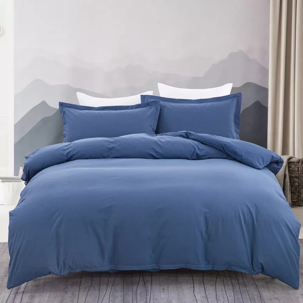 100% cotton Premium Doona Duvet Quilt Cover Set with Soft Pillowcases - Blue-Single 100% cotton Premium Doona Duvet Quilt Cover Set with Soft Pillowcases - Blue-Single