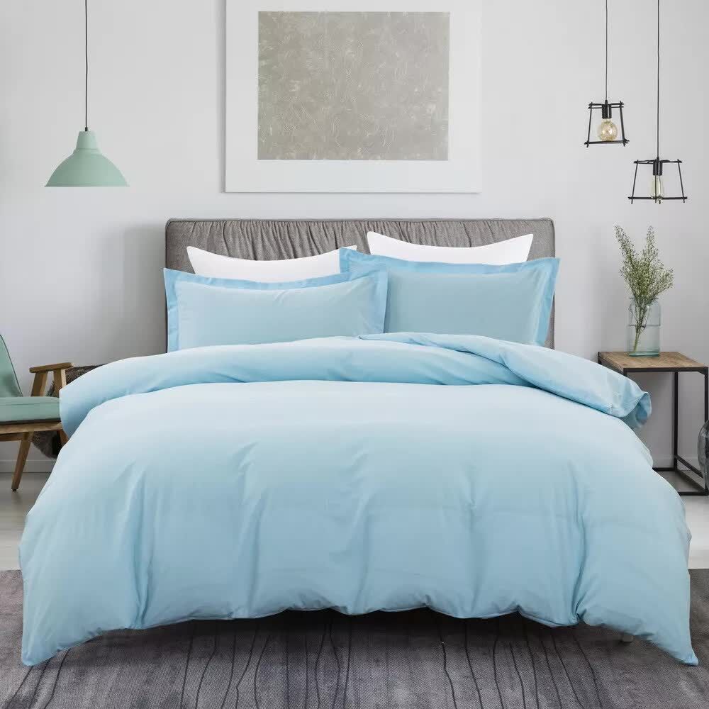 100% cotton Premium Doona Duvet Quilt Cover Set with Soft Pillowcases - Aqua-King 100% cotton Premium Doona Duvet Quilt Cover Set with Soft Pillowcases - Aqua-King
