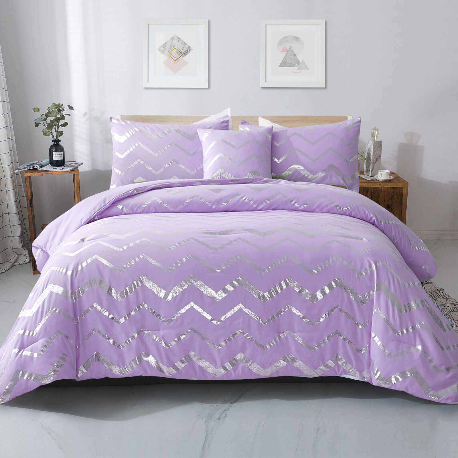 Soft Purple Comforter Set, King Size, Cozy 3-Piece Bedding with Pillowcases Soft Purple Comforter Set, King Size, Cozy 3-Piece Bedding with Pillowcases