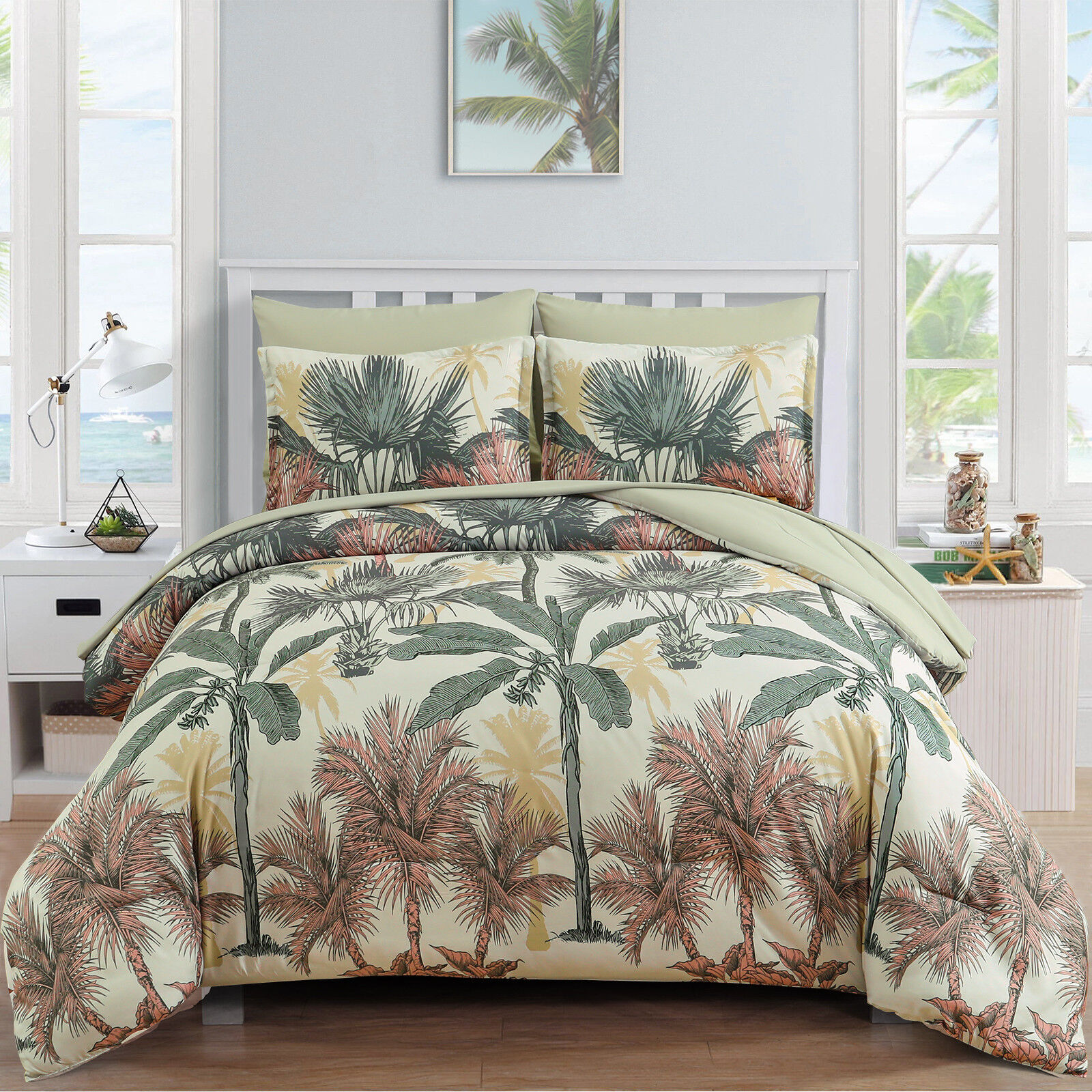 Soft Floral Leaf Comforter Set, King Size, Warm Quilted Bedding with Pillowcases Soft Floral Leaf Comforter Set, King Size, Warm Quilted Bedding with Pillowcases