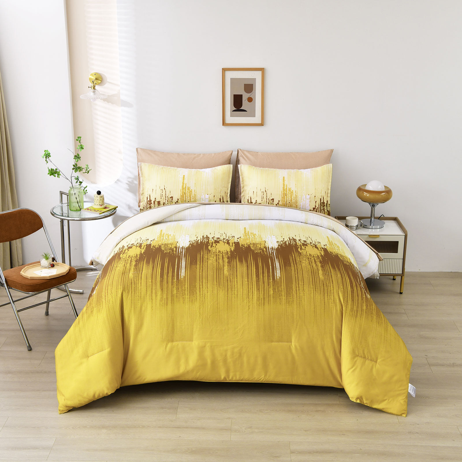 Floral Stripes Comforter Set, King Size, Cozy 3-Piece Bedding with Pillowcases Floral Stripes Comforter Set, King Size, Cozy 3-Piece Bedding with Pillowcases