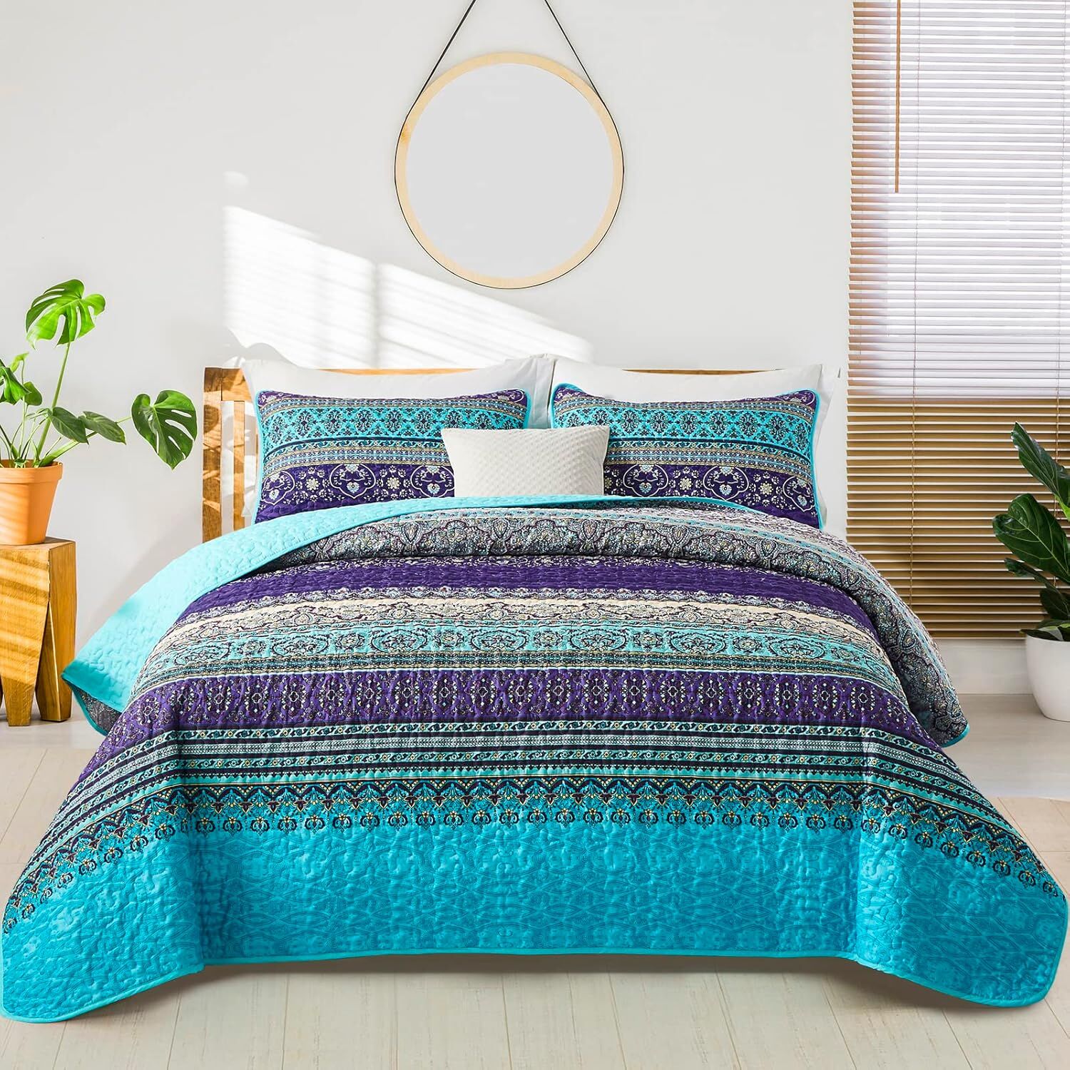 Tranquil Quilted coverlet and pillowcovers set: Perfect for Relaxation - Queen size Tranquil Quilted coverlet and pillowcovers set: Perfect for Relaxation - Queen size