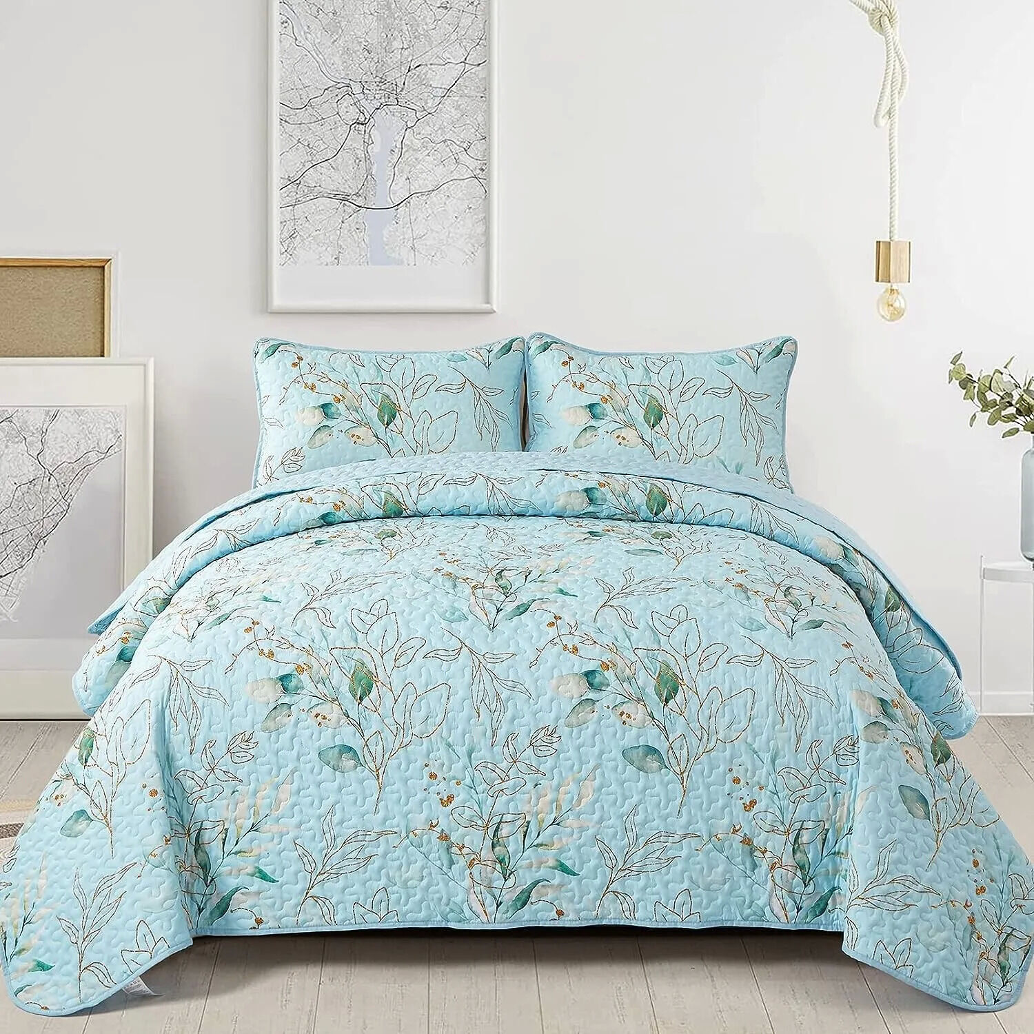 Heavenly Quilted coverlet and pillowcovers set: Cozy and Warm - Queen size Heavenly Quilted coverlet and pillowcovers set: Cozy and Warm - Queen size