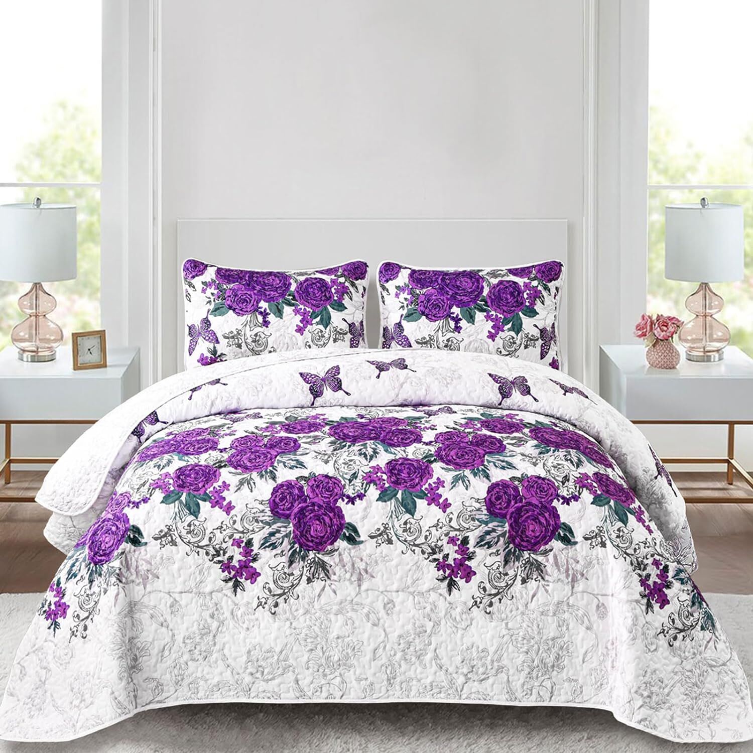 Eclectic Quilted coverlet and pillowcovers set: Add Unique Flair - Queen size Eclectic Quilted coverlet and pillowcovers set: Add Unique Flair - Queen size