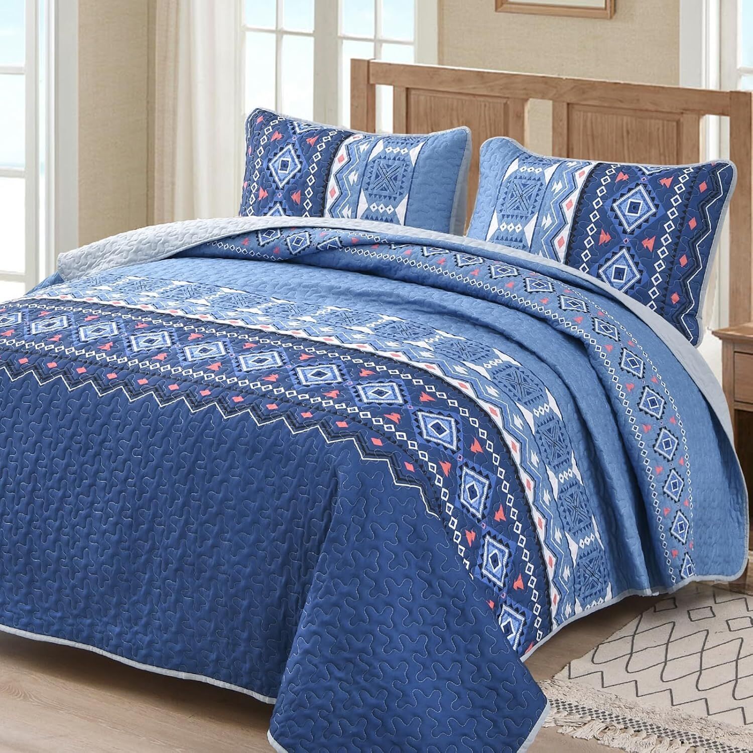 Nature Lover's Quilted bedspread and pillowcovers set: Inspired by the Outdoors - Queen size Nature Lover's Quilted bedspread and pillowcovers set: Inspired by the Outdoors - Queen size