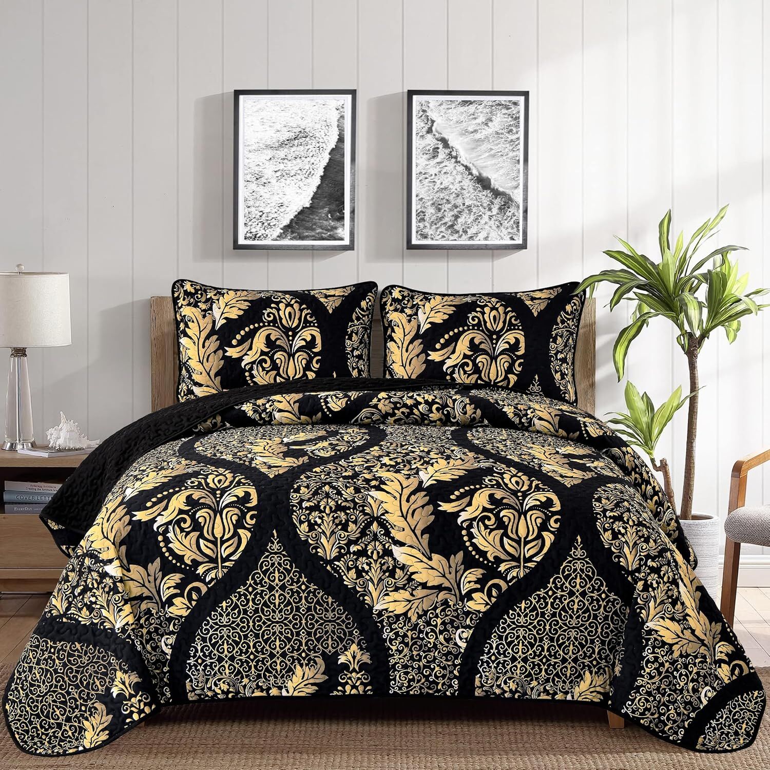 Luminous Quilted Coverlet and Pillowcases Set: Brighten Your Bedroom Atmosphere - Queen size Luminous Quilted Coverlet and Pillowcases Set: Brighten Your Bedroom Atmosphere - Queen size