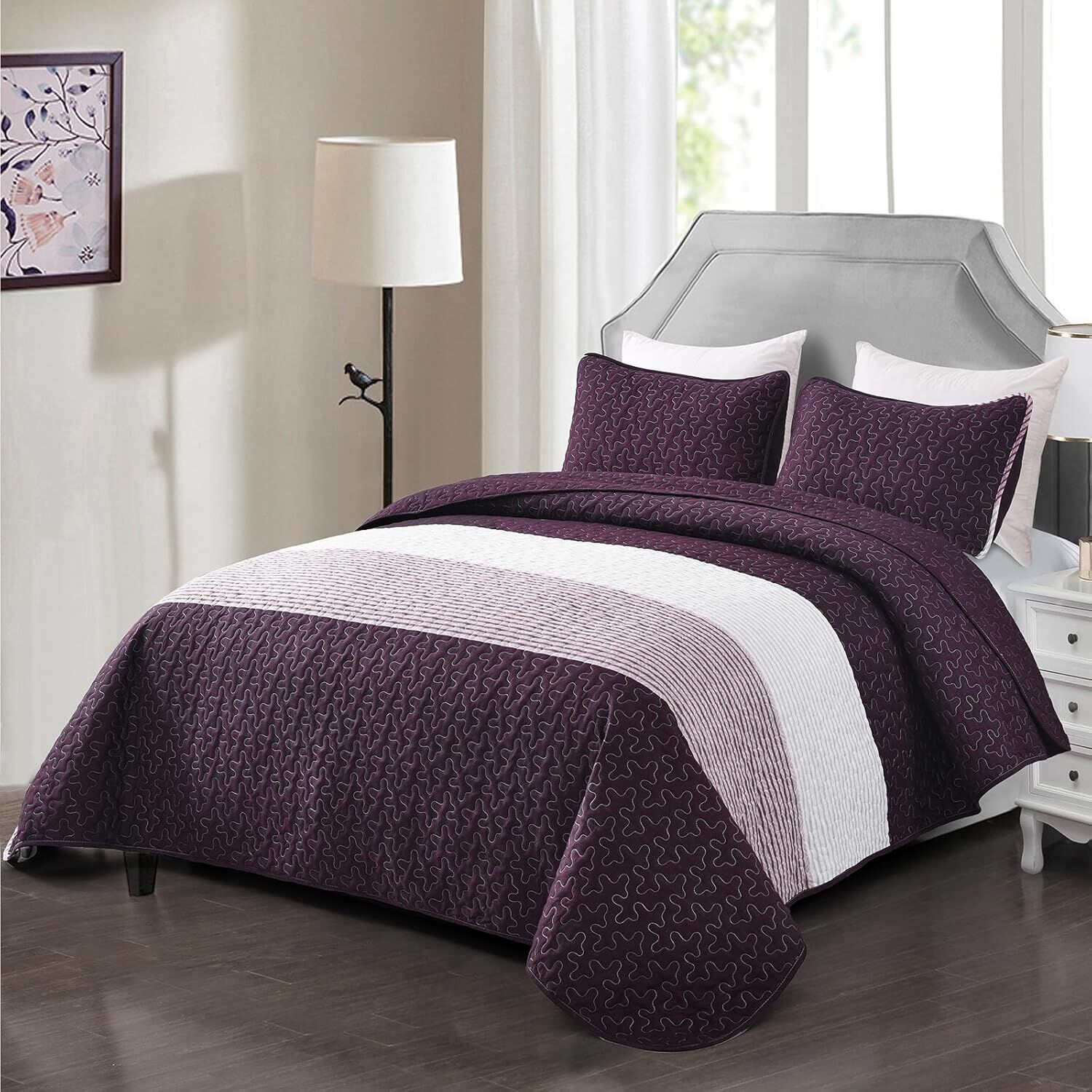 Radiant Quilted coverlet and pillowcovers set: Brighten Any Room - Queen size Radiant Quilted coverlet and pillowcovers set: Brighten Any Room - Queen size