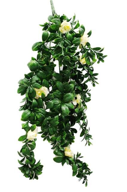 Hanging White Rose Stem UV 85cm Hanging White Rose Stem UV 85cm