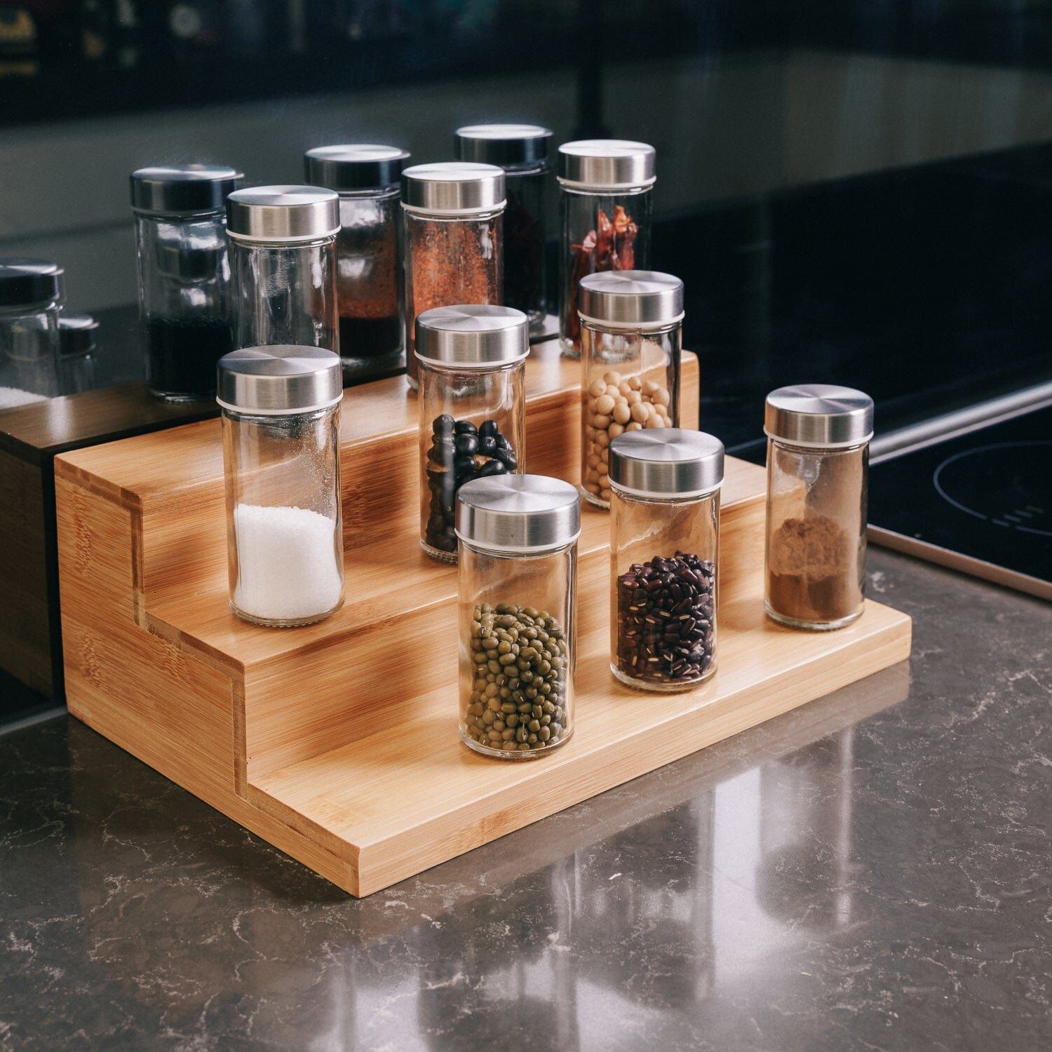 3 Tier Bamboo Spice Rack Countertop Kitchen Cabinet Organizer 3 Tier Bamboo Spice Rack Countertop Kitchen Cabinet Organizer