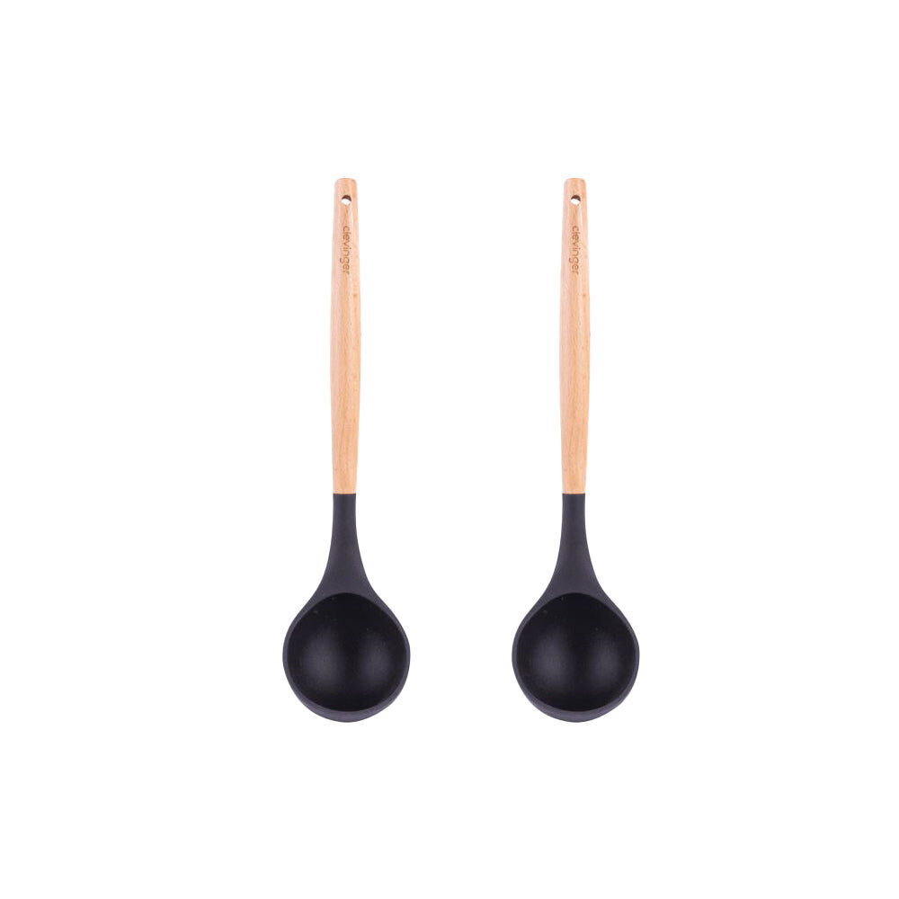 2pcs Beechwood & silicone ladle charcoal 2pcs Beechwood & silicone ladle charcoal