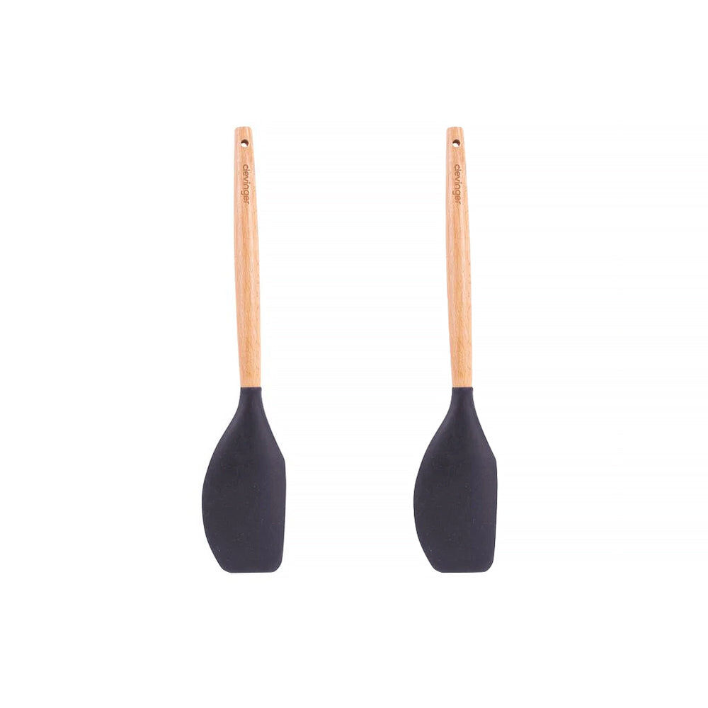 2pcs Beechwood & silicone spatula charcoal 2pcs Beechwood & silicone spatula charcoal