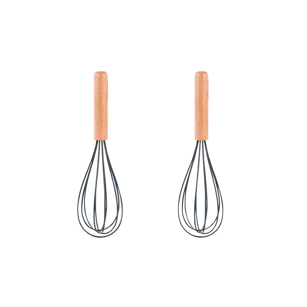 2pcs Beechwood & silicone whisk charcoal 2pcs Beechwood & silicone whisk charcoal