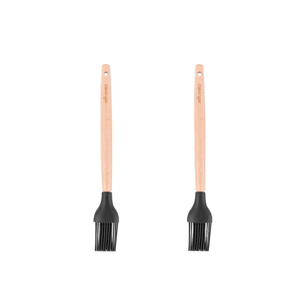 2pcs Beechwood & silicone basting brush charcoal 2pcs Beechwood & silicone basting brush charcoal