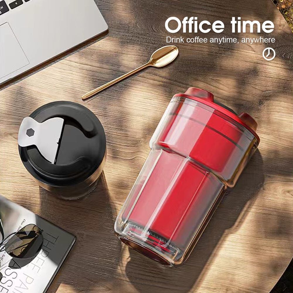 2PC 460ml Double wall insulated Coffee Cup Red AND Black 2PC 460ml Double wall insulated Coffee Cup Red AND Black