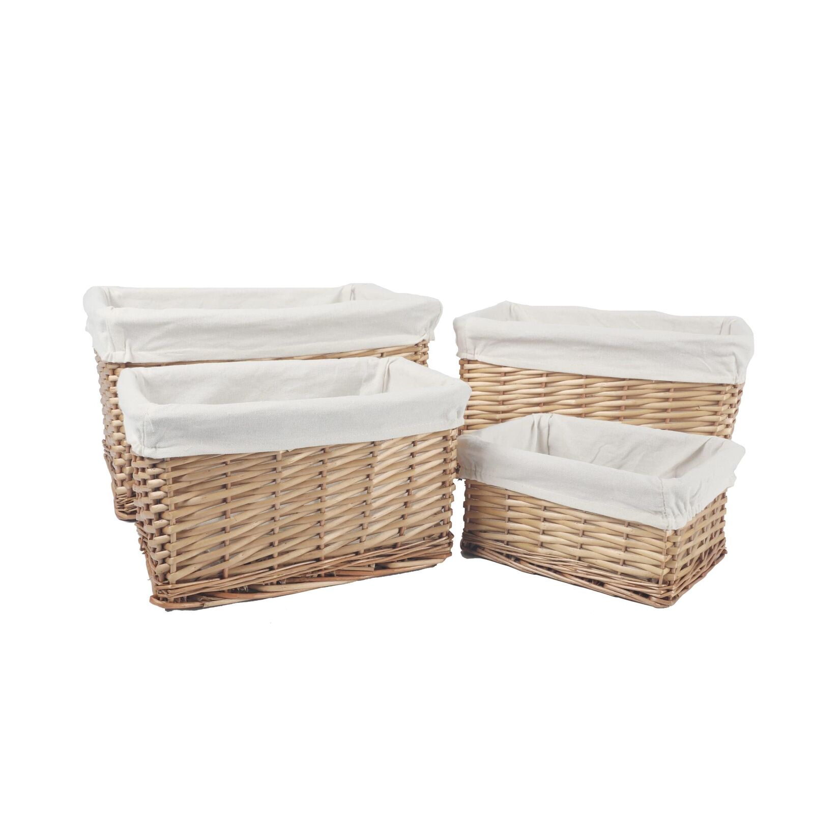 4 Piece Wicker Storage Baskets With Liner Set 4 Piece Wicker Storage Baskets With Liner Set