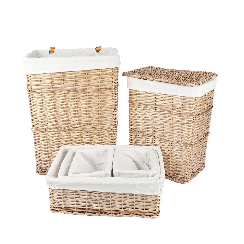 6 Piece Wicker Storage Baskets With Liner Set 6 Piece Wicker Storage Baskets With Liner Set