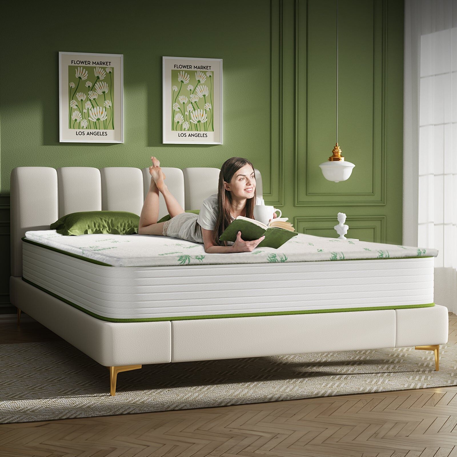 6cm Memory Foam Topper with Bamboo Mattress Cover - Queen 6cm Memory Foam Topper with Bamboo Mattress Cover - Queen