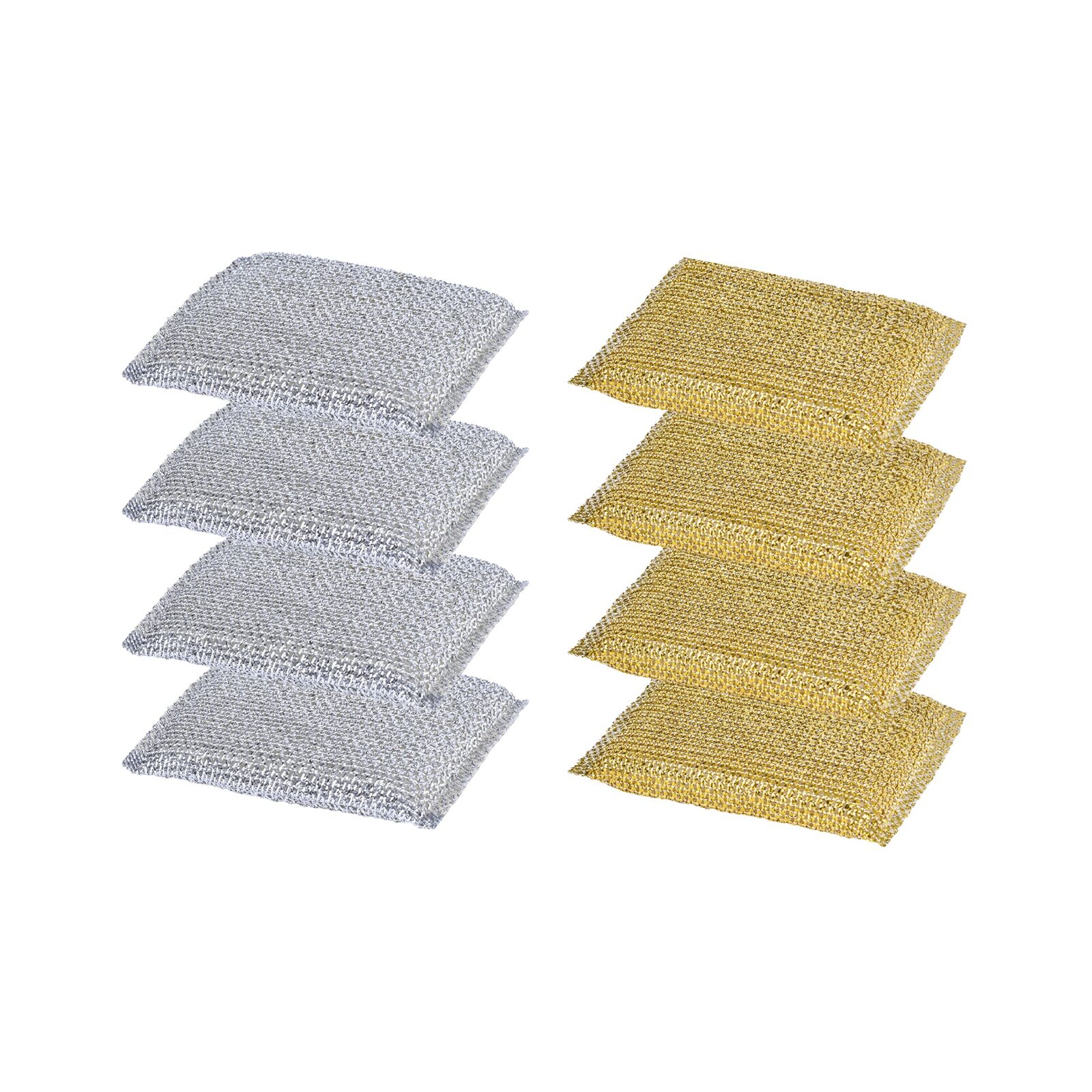 8PK Non Scratch Mesh Sponge Metallic Silver and Gold 8PK Non Scratch Mesh Sponge Metallic Silver and Gold