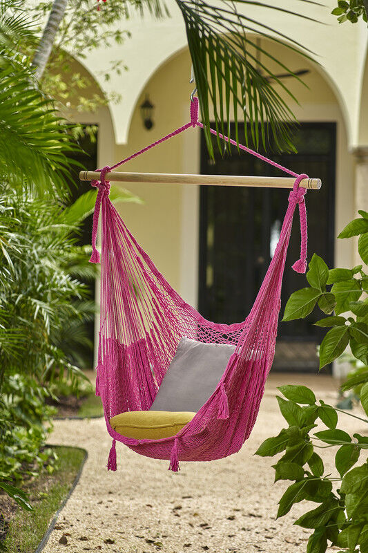 Mayan Legacy Extra Large Outdoor Cotton Mexican Hammock Chair in Mexican Pink Colour Mayan Legacy Extra Large Outdoor Cotton Mexican Hammock Chair in Mexican Pink Colour