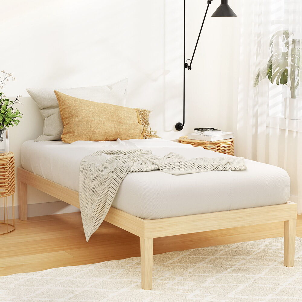 Artiss Bed Frame Single Size Wooden Base Mattress Platform Timber Pine BRUNO Artiss Bed Frame Single Size Wooden Base Mattress Platform Timber Pine BRUNO