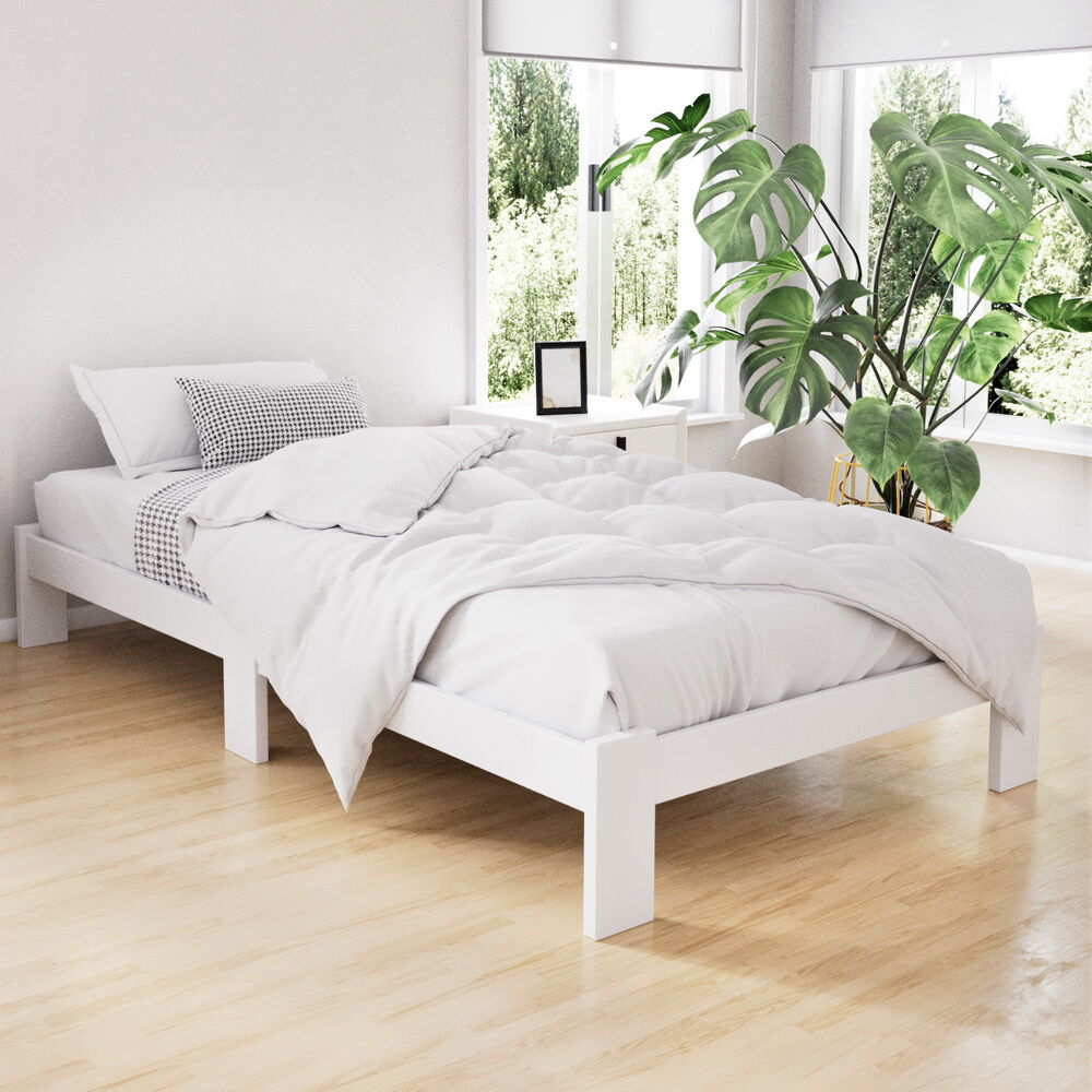 Artiss Bed Frame King Single Size Wooden White JADE Artiss Bed Frame King Single Size Wooden White JADE