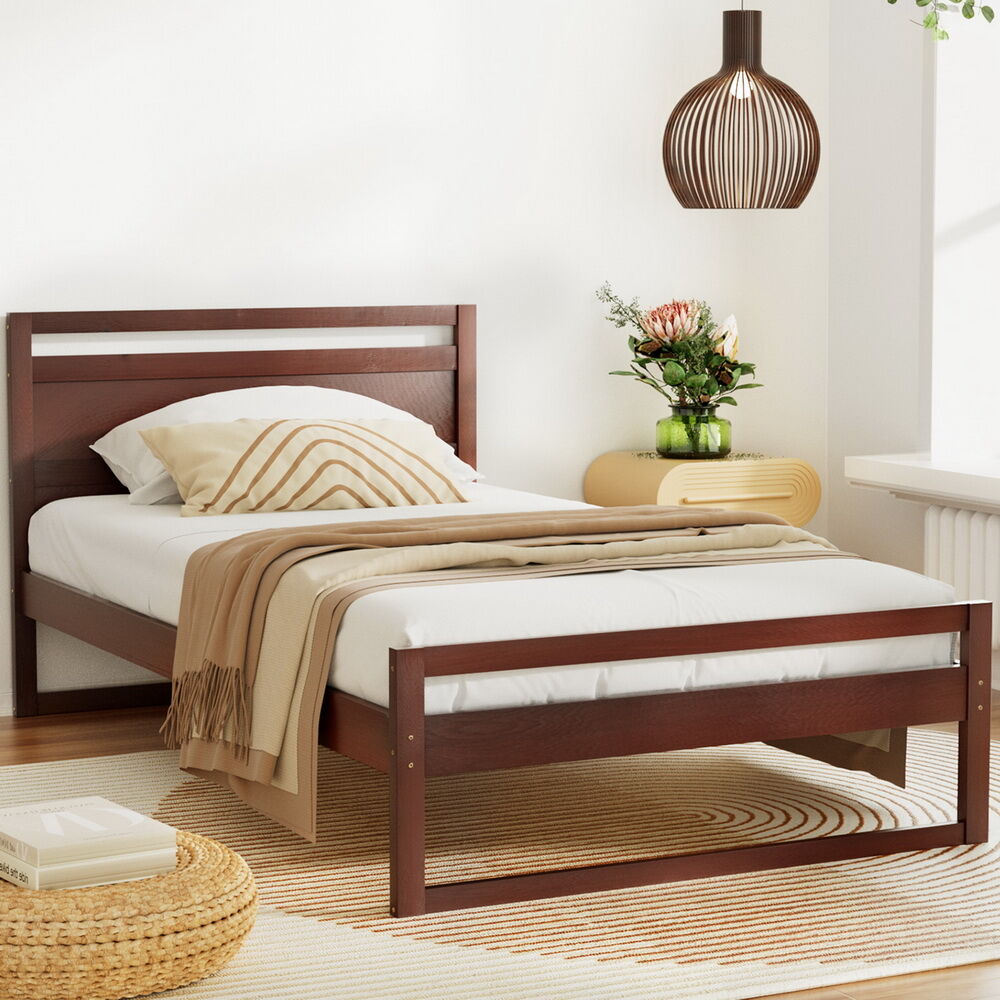 Artiss Bed Frame King Single Size Wooden Walnut WITTON Artiss Bed Frame King Single Size Wooden Walnut WITTON