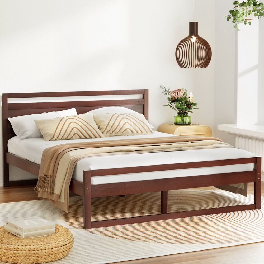 Artiss Bed Frame Queen Size Wooden Walnut WITTON Artiss Bed Frame Queen Size Wooden Walnut WITTON