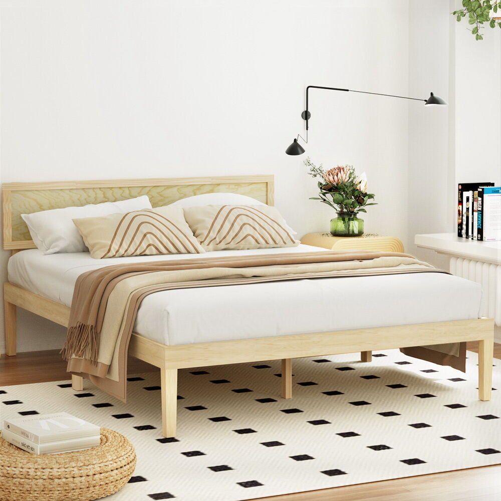 Artiss Bed Frame Queen Size Wooden Base Mattress Platform Timber Pine YUMI Artiss Bed Frame Queen Size Wooden Base Mattress Platform Timber Pine YUMI