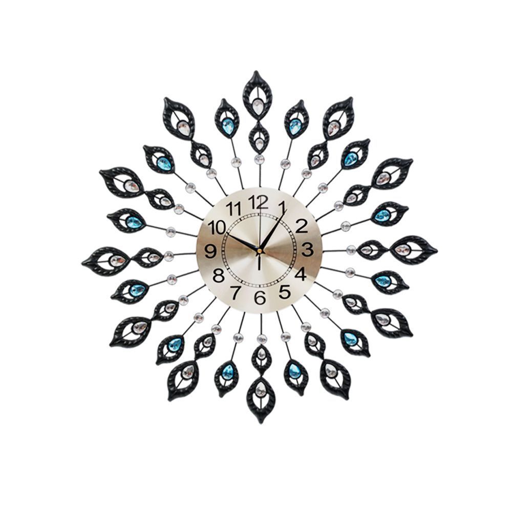 Artiss 60cm Wall Clock Large 3D Peacock Crystal Silver Artiss 60cm Wall Clock Large 3D Peacock Crystal Silver