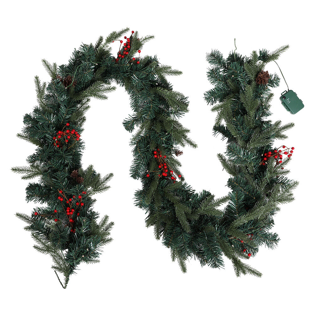 2.4m Christmas Garland with LED Lights Decorations Xmas Party 2.4m Christmas Garland with LED Lights Decorations Xmas Party