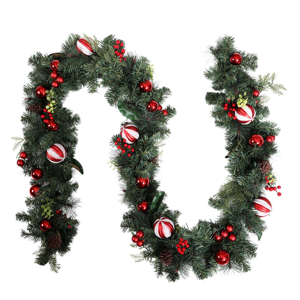 2.7m Christmas Garland with Decorations Xmas Wedding Party 2.7m Christmas Garland with Decorations Xmas Wedding Party