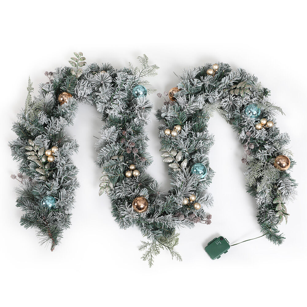 2.7m Christmas Garland with LED Lights Snowy Decoration Xmas Party 2.7m Christmas Garland with LED Lights Snowy Decoration Xmas Party
