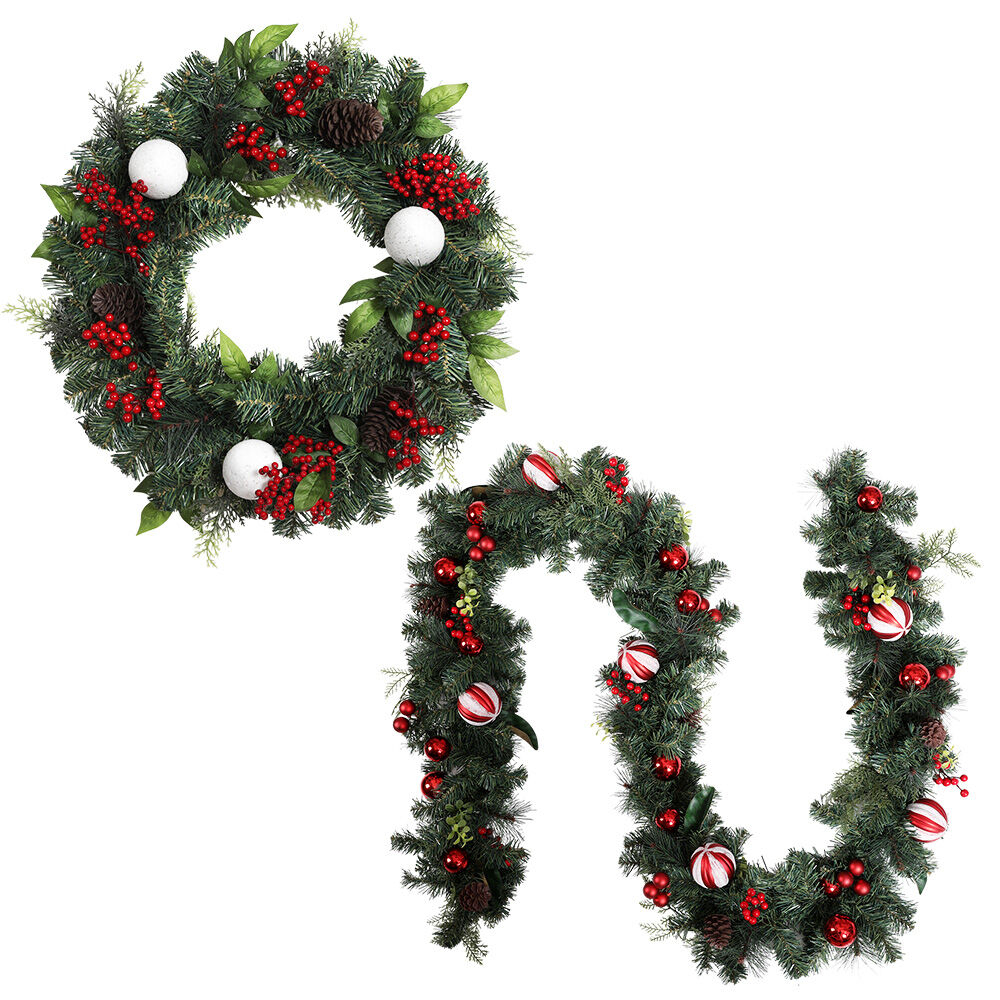 Christmas Garland with Wreath Set Ornaments Xmas Tree Decor Christmas Garland with Wreath Set Ornaments Xmas Tree Decor