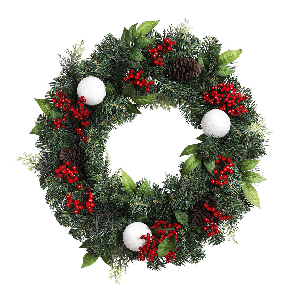 Jingle Jollys 2FT 60CM Christmas Wreath with Decor Xmas Tree Decoration Jingle Jollys 2FT 60CM Christmas Wreath with Decor Xmas Tree Decoration