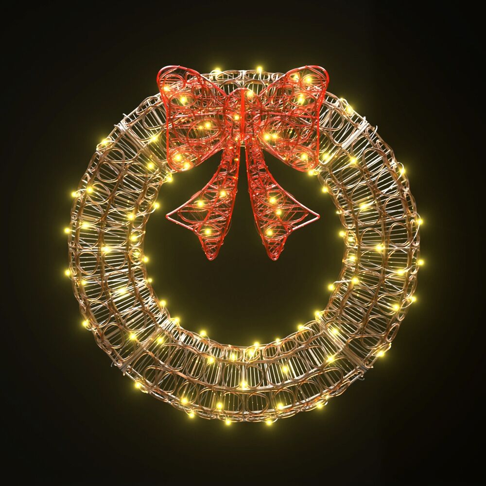 0.6M Christmas Lights 160 LED Motif Solar Wreath Xmas Decorations Jingle Jollys 0.6M Christmas Lights 160 LED Motif Solar Wreath Xmas Decorations Jingle Jollys