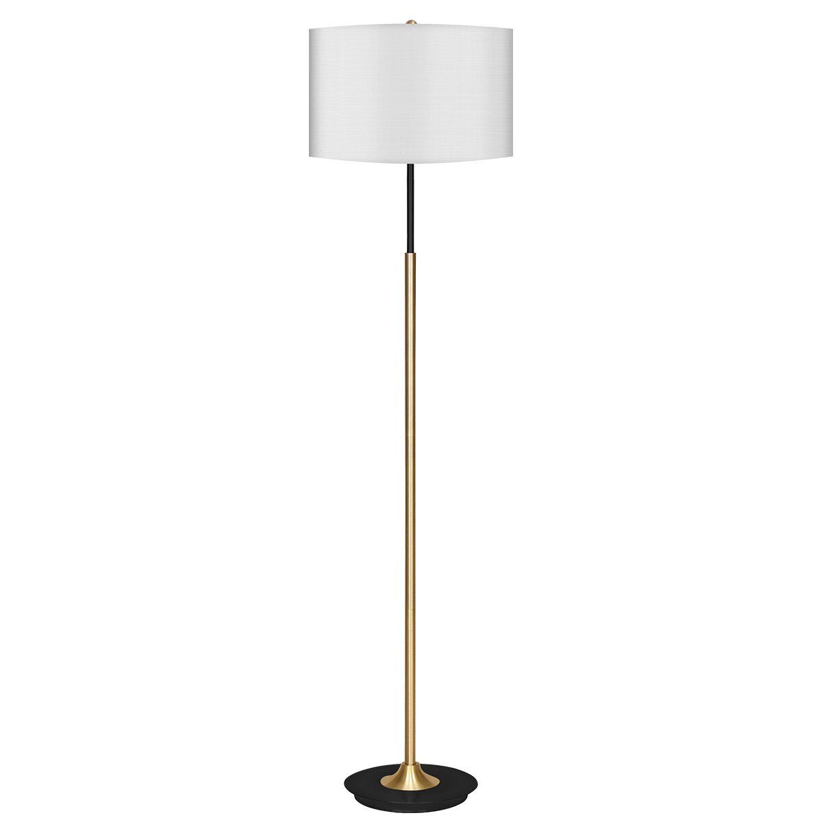 Sarantino Metal Floor Lamp Brushed Brass Finish with White Shade Sarantino Metal Floor Lamp Brushed Brass Finish with White Shade