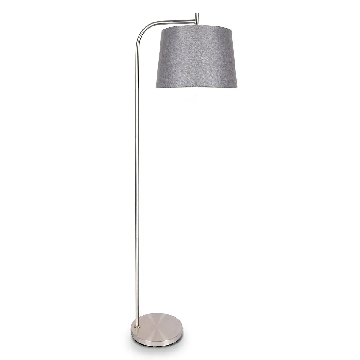 Sarantino Metal Task Floor Lamp Nickel Finish with Grey Fabric Shade Sarantino Metal Task Floor Lamp Nickel Finish with Grey Fabric Shade