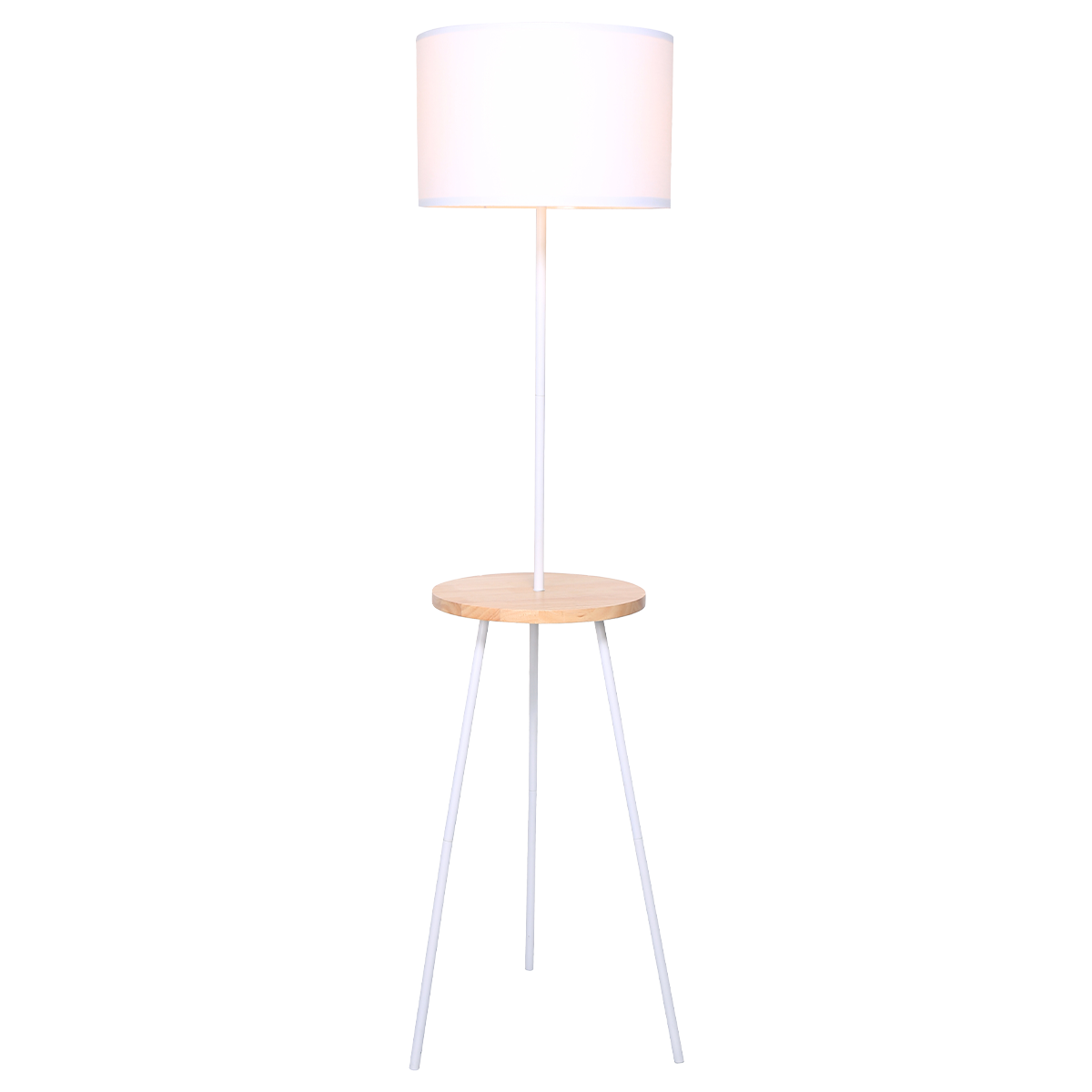 Sarantino Metal Tripod Floor Lamp Shade with Wooden Table Shelf Sarantino Metal Tripod Floor Lamp Shade with Wooden Table Shelf