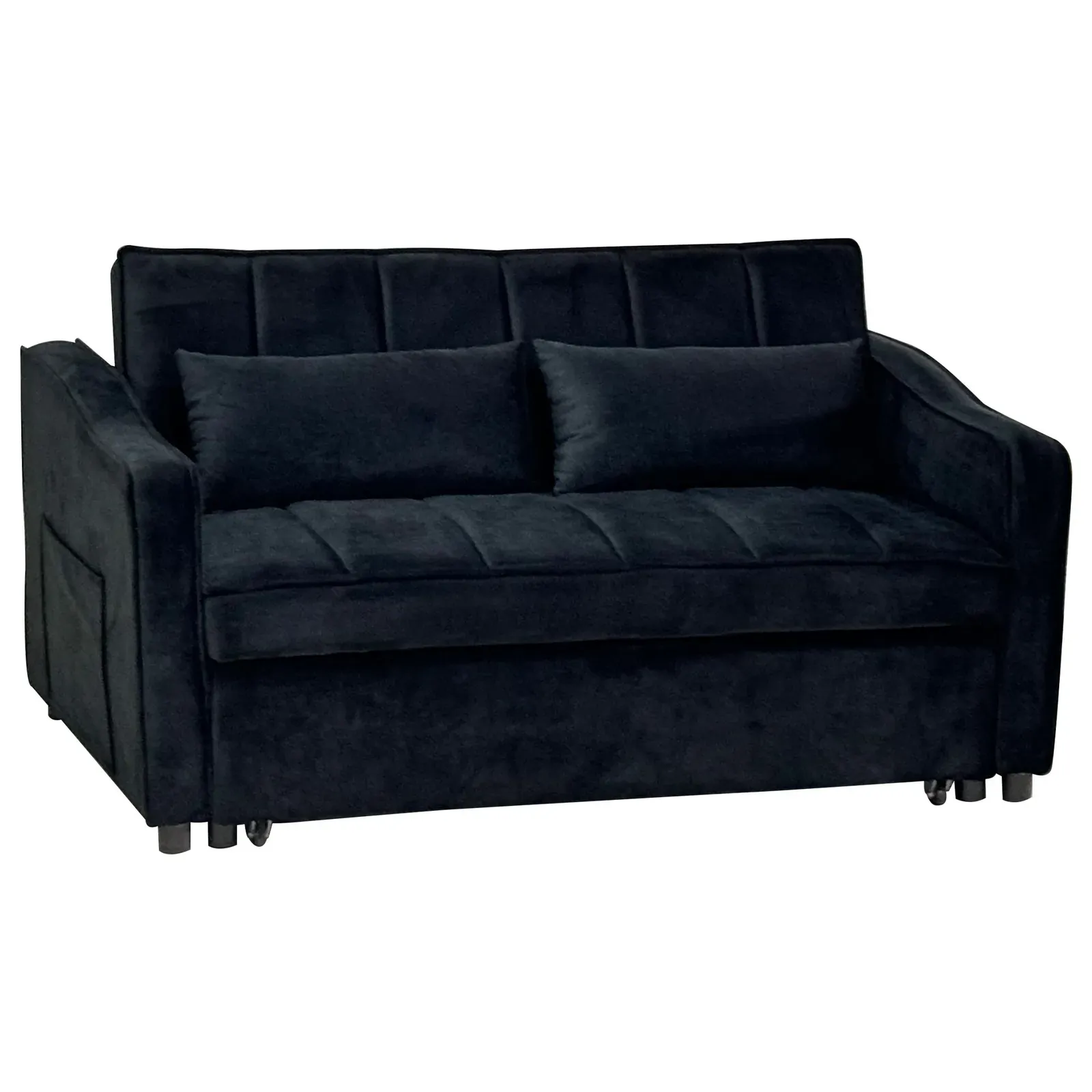 Sarantino Fenton Velvet 2-Seater Sofa Bed - Black Sarantino Fenton Velvet 2-Seater Sofa Bed - Black
