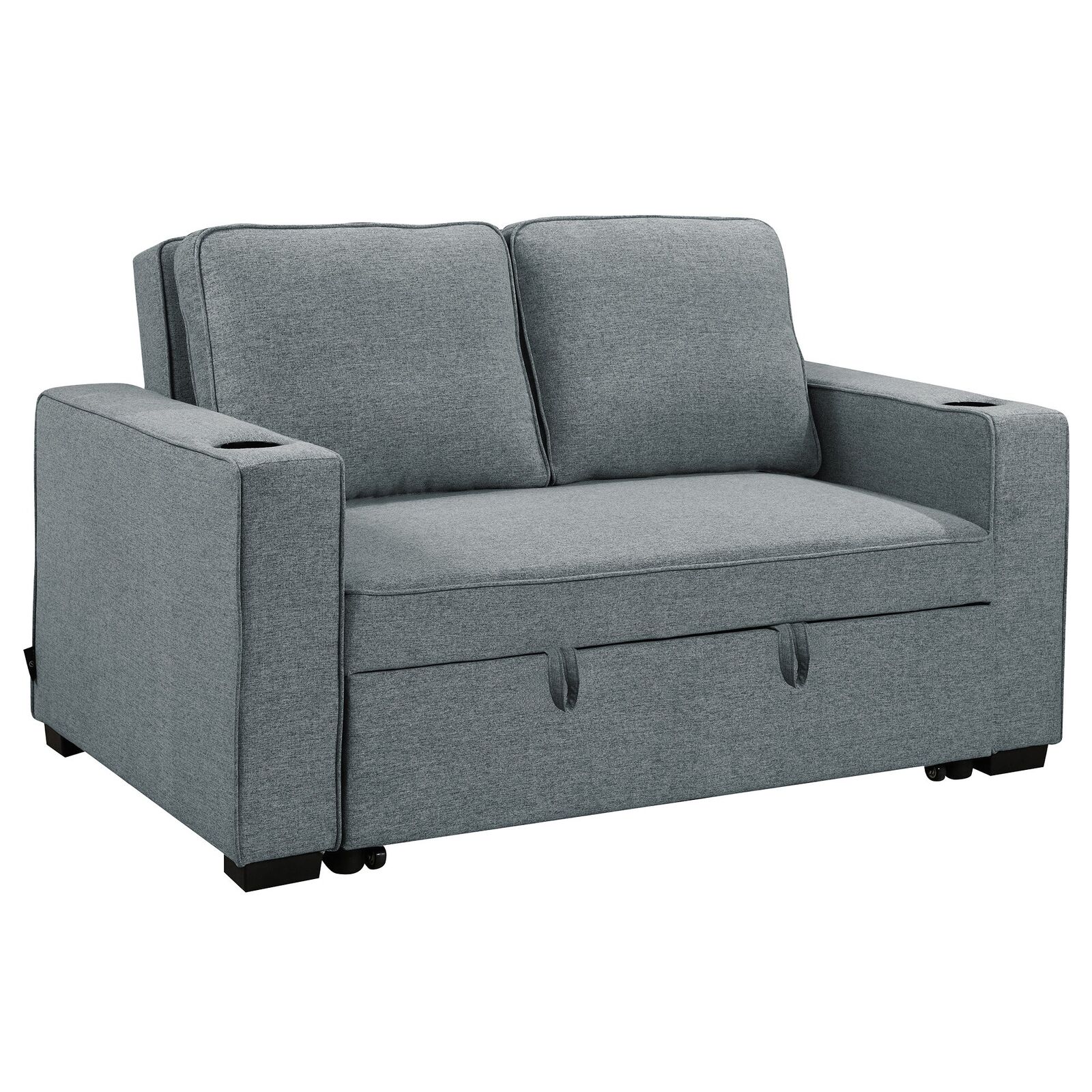 Sarantino Hoffman Linen Sofa Bed with Cushions & Cup Holders Dark Grey Sarantino Hoffman Linen Sofa Bed with Cushions & Cup Holders Dark Grey