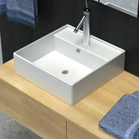 Ceramic Basin Square with Overflow and Faucet Hole 41 x 41 cm