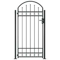 Fence Gate with Arched Top and 2 Posts 105x204 cm Black
