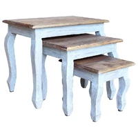 Nesting Table Set 3 Pieces Solid Mahogany Wood