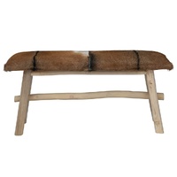 Bench Real Leather Teak