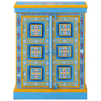 Sideboard Solid Mango Wood Turquoise Hand Painted