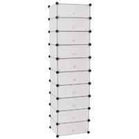 Interlocking Shoe Organiser with 10 Compartments White