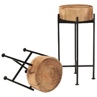 Side Table Set 2 Pieces Solid Acacia Wood