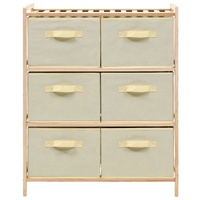 Storage Rack with 6 Fabric Baskets Cedar Wood Beige