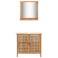 Sink Cabinet with Mirror Solid Walnut Wood