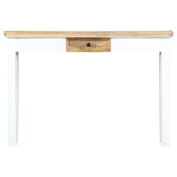Console Table White and Brown 110x35x75 cm Solid Mango Wood